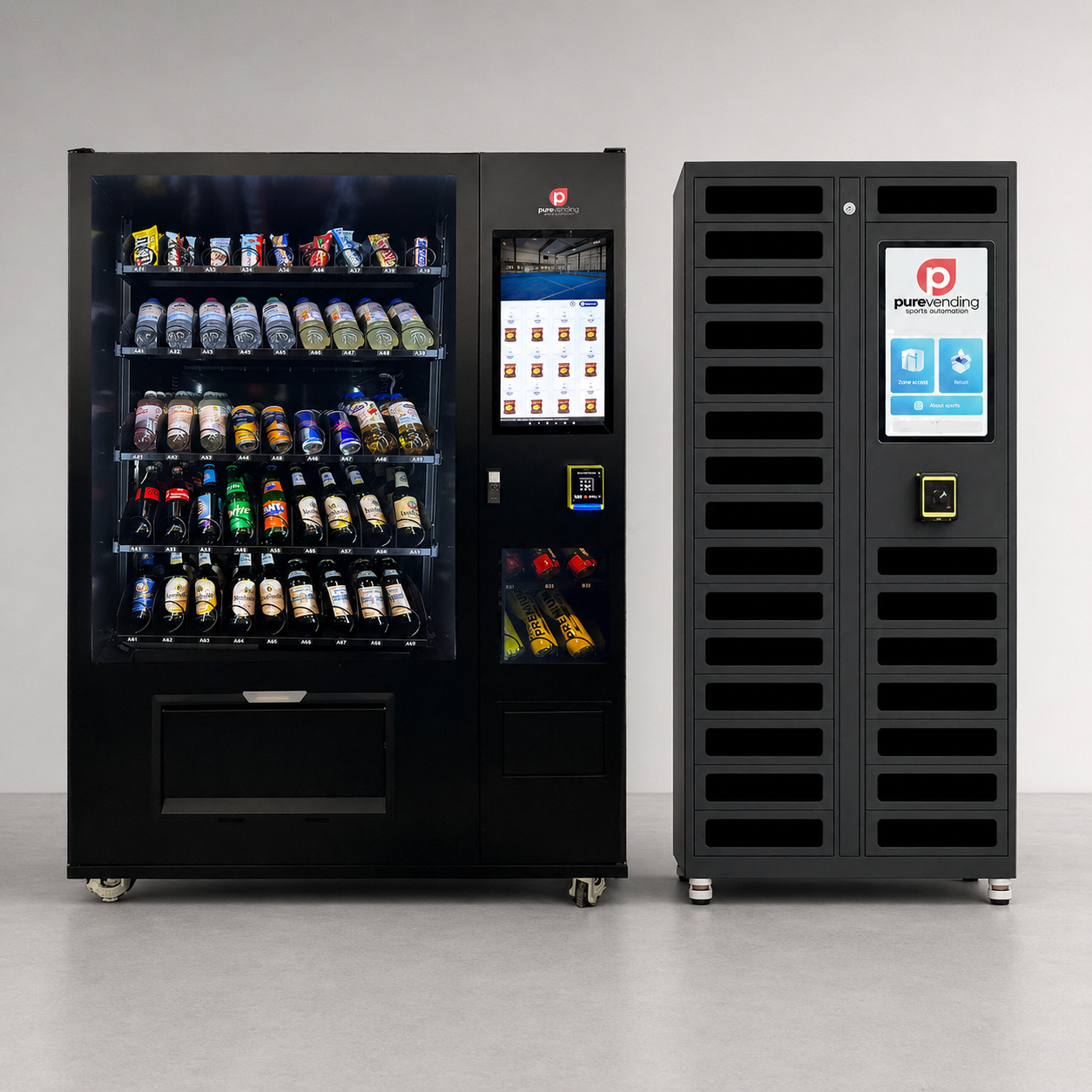 Schlägerverleih und Getränkeautomat am Padelplatz
